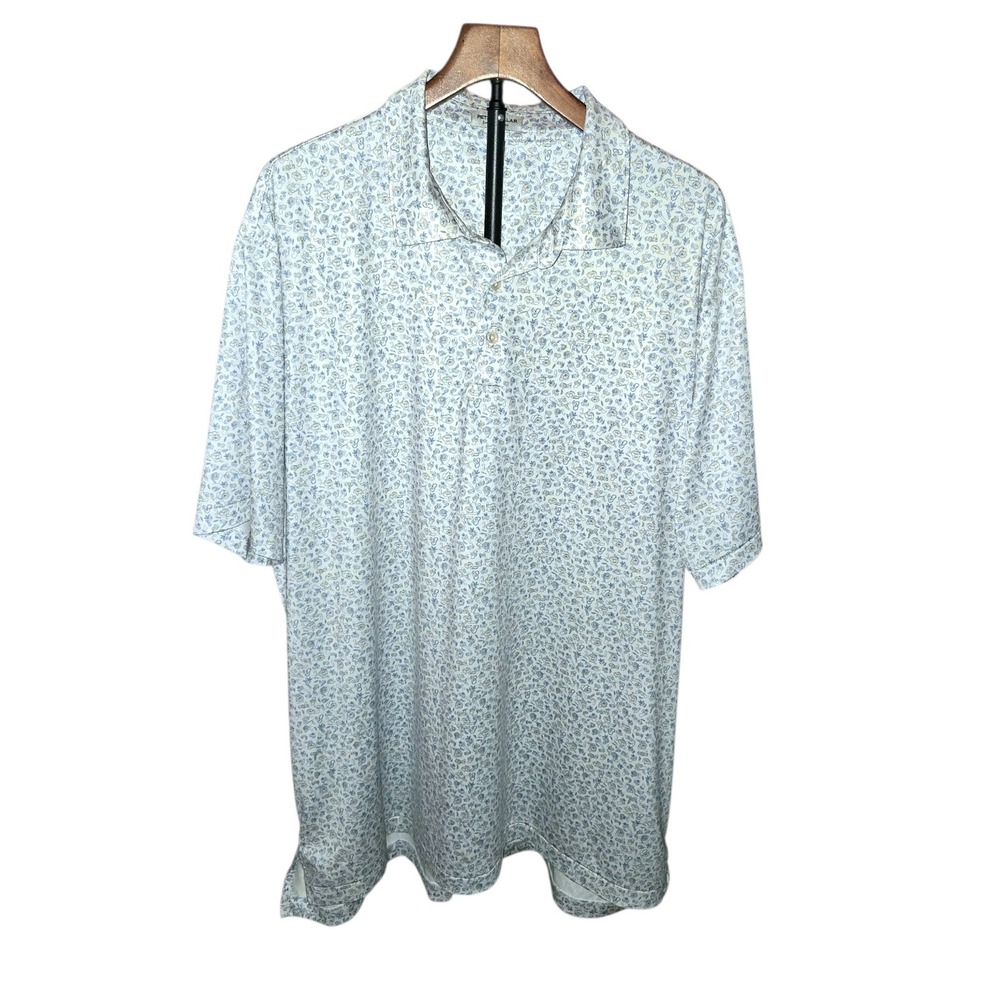 Peter Millar Fat Tuesday Performance Jersey Polo Mens XXL Blue Floral MS24EK26S